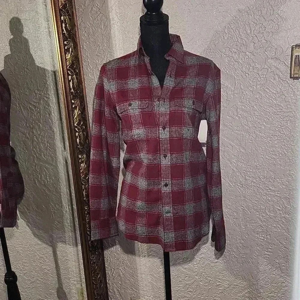 Treasure & bond trim grindle plaid cotton button up